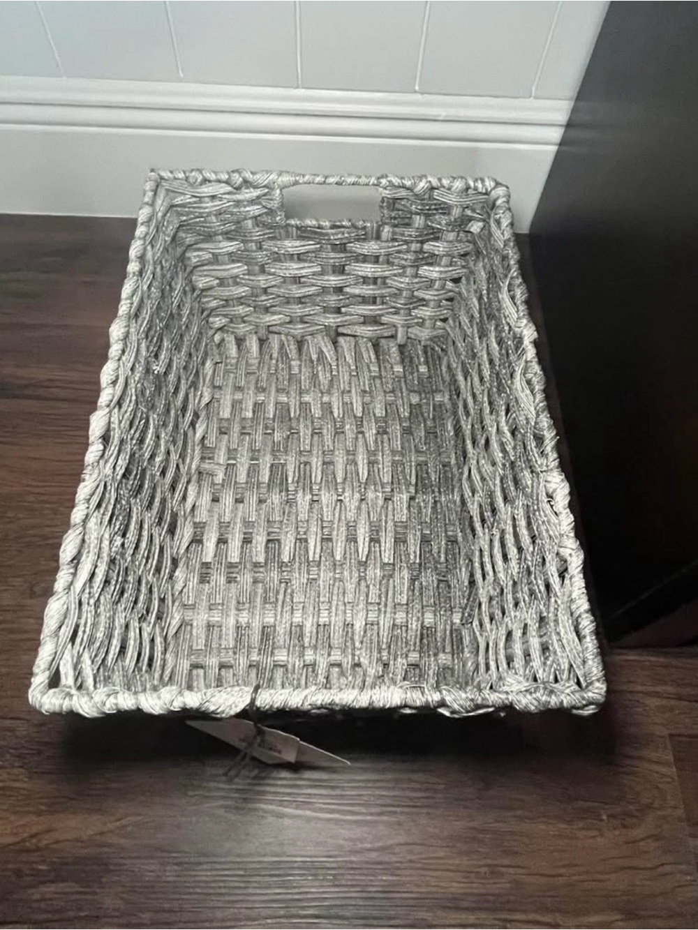 RGI Woven like Decorative Storage Basket in Gray indoor/outdoor. 14 W 9 1/2 D - Picture 3 of 5